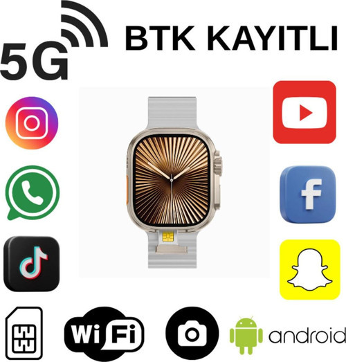 HW Ultra 3 CALL 5G Android AMOLED Ekran GPS, NFC, Kamera Yapay Zeka Destekli Akıllı Saat BTK Kayıt