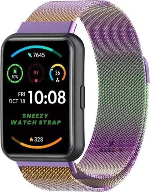 Huawei Watch Fit 2 Metal Hasır Uyumlu Kordon Woven Wire Metal Tasarım Kordon