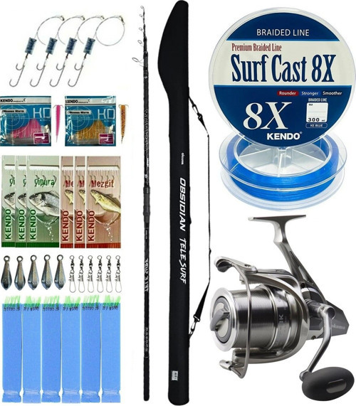 YekOutdoor Profesyonel Olta Seti Okuma Obsidian Super Light Tele Surf 420cm 100-220gr 5 Parça Olta Kamışı&Okuma SURF-8K
