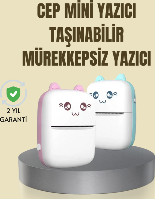 Taşınabilir Mini Termal Yazıcı 200 DPI Bluetooth Bağlantılı