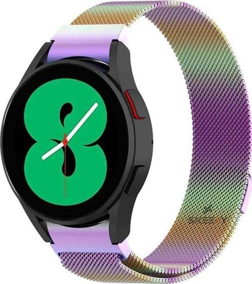 Samsung Galaxy Watch 4 40 42 44 46Mm Uyumlu Kavisli Woven Wire Metal Tasarım Kordon