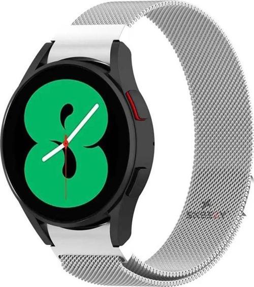 Samsung Galaxy Watch 4 40 42 44 46Mm Uyumlu Kavisli Woven Wire Metal Tasarım Kordon