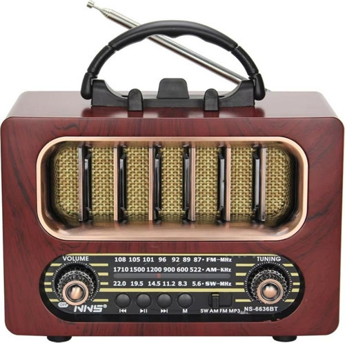 Nostaljik Ahşap Tasarımlı Bluetooth Hoparlör | FM/AM Radyo Destekli Şarjlı ve Taşınabilir Retro Radyo Model-5