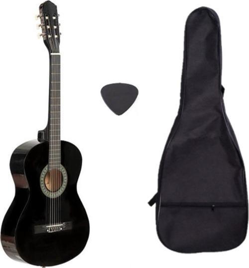 Siyah Klasik Gitar 4/4 Tam Boy Gitar Seti