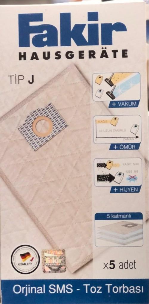 Fakir Tip J SMS 5'li Orjinal Toz Torbası (Nilco S12)