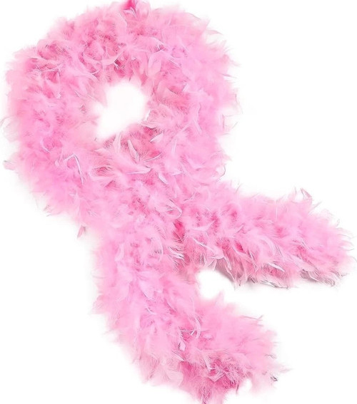 Pembe Renk Kabarık Kalın Otriş Boa Tüy 6 Cm Genişlik 180-200 Cm Uzunluk