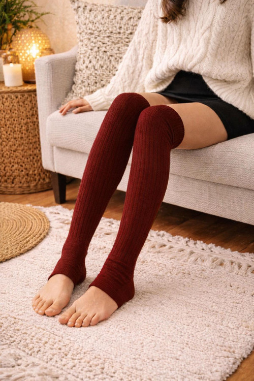 Burunsuz Lastikli Diz Üstü Basic Pamuk İçerikli Tozluk