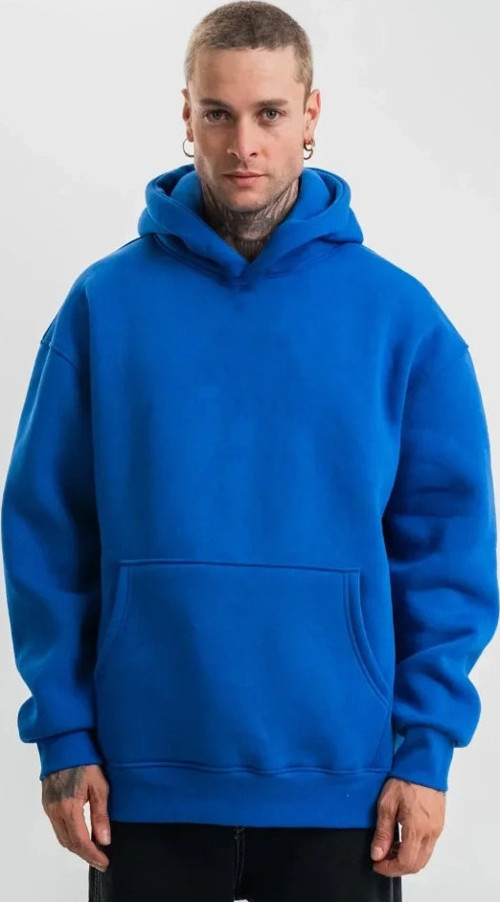 Erkek Double Oversize 3 İplik Pamuklu Kapüşonlu Kanguru Cepli Sweatshirt Hoodie