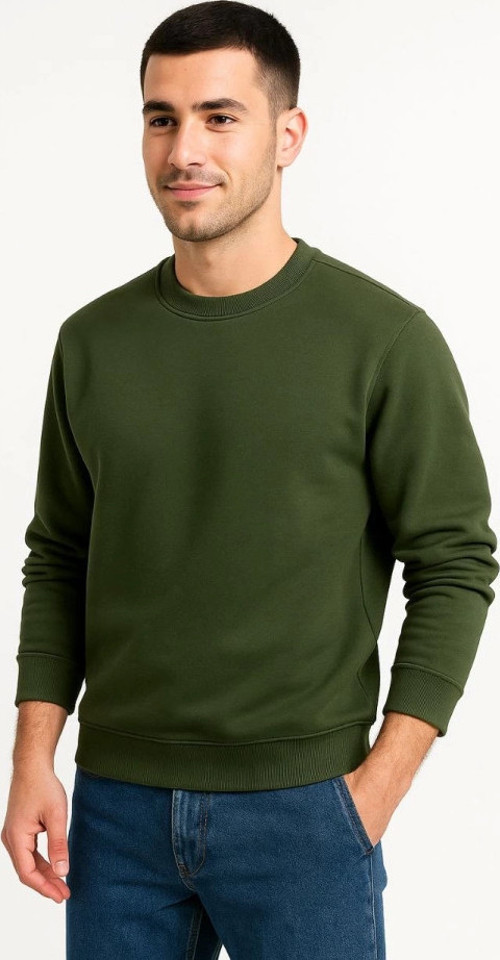 Erkek Üç İplik Düz Bisiklet Yaka SweatShirt