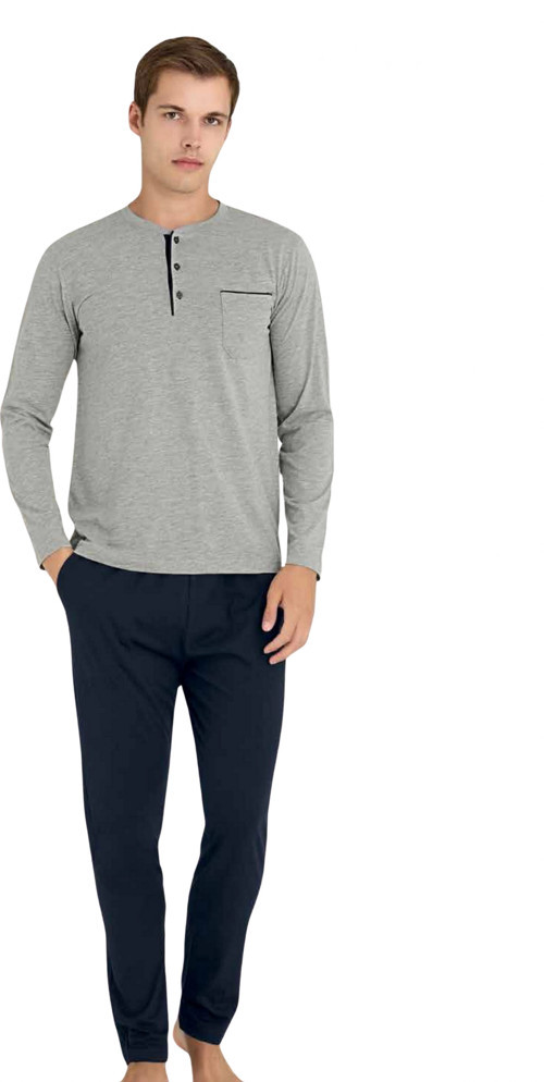 Kly Midi Yaka Erkek Uzun Kollu Kışlık Pijama 9250