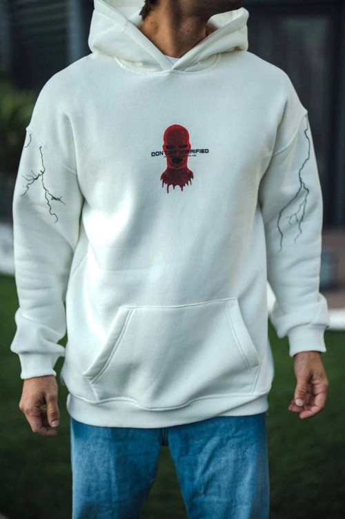 Üç İplik Kapşonlu Baskılı Oversize SweatShirt