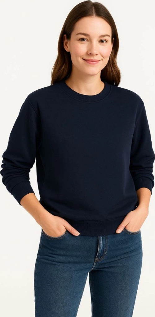 Üç İplik Düz Bisiklet Yaka SweatShirt