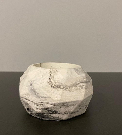 Prizma Mermer Desen Saksılık Çiçeklik Biblo 11X6 Cm