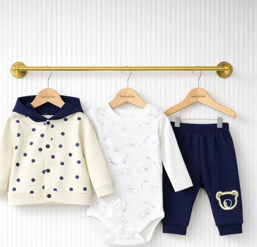 Ayıcık Desenli Hırkalı Erkek Bebek Takım