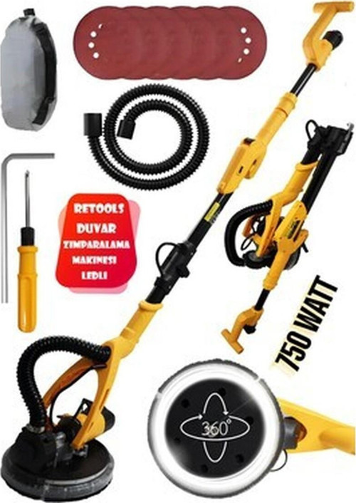 Ledli Alçı Zımparalama Makinası 750W Sarı