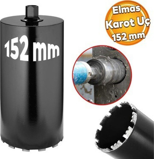Elmas Karot Ucu 152 mm Shun Beton Zemin Duvar Delme Delik Açma Panç Aparat Uç Deprem Numune Al Test