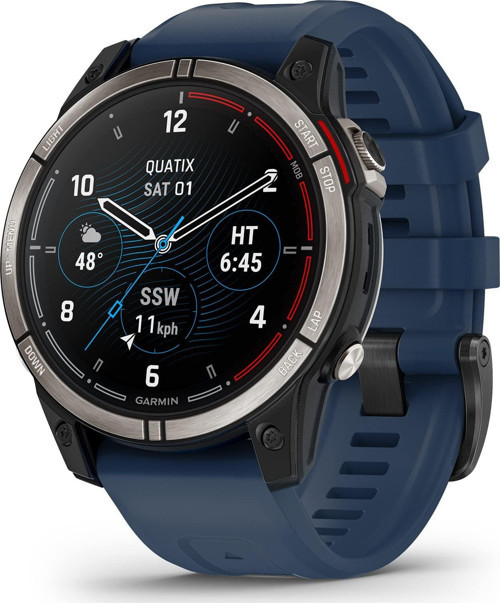 AMOLED Ekran, Deniz GPS Akıllı Saati, Gelgit Değişiklikleri ve Çapa Sürüklenme Uyarıları, Yol Noktası İşaretleme ile Garmin quatix® 7 Sapphire Edition