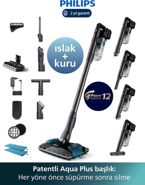 10 YIL Motor Garantisi Islak Ve Kuru Temizlik, Güçlü Emiş, Çift Batarya 160 Dk Kullanım