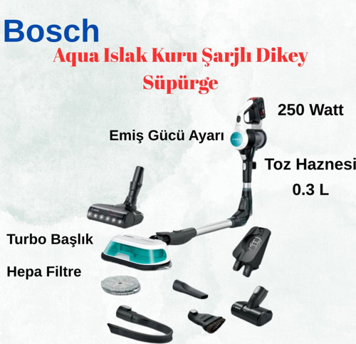 250 Watt Prohygienic Aqua Islak Kuru Şarjlı Dikey Süpürge