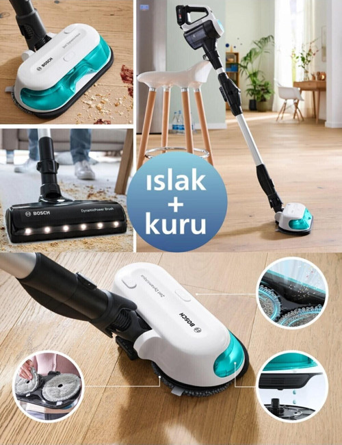 Çift BataryalıIslak & Kuru Temizlik, Güçlü Emiş,Hafif Tasarım ve Uzun Pil Ömrü