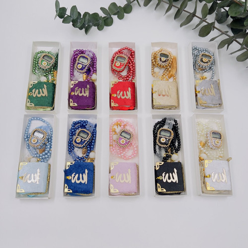 10 Adet Karışık Renk Mini Kuran-I Kerim-Taşlı Zikirmatik Ve Inci Tesbih ( Mevlit-Sünnet-Hac-Umre)