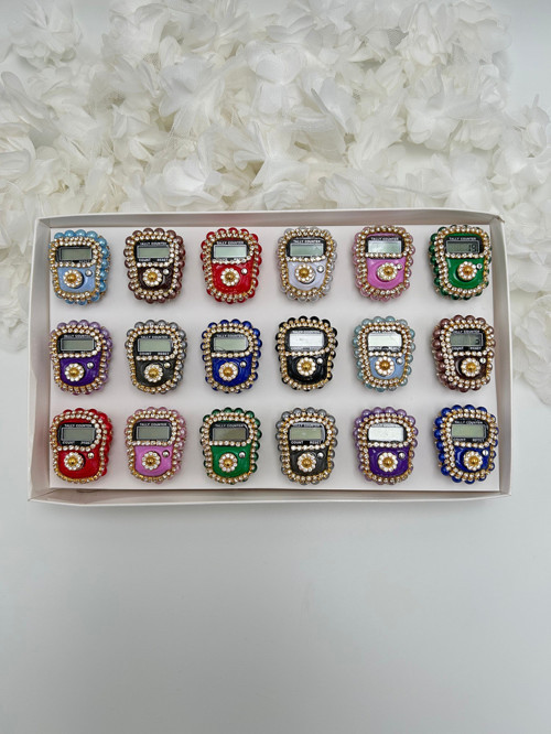 18 Adet Karışık Renk Kutulu Taşlı Zikirmatik ( Hediyelik, Bohçalık, Hac, Umre, Mevlid )