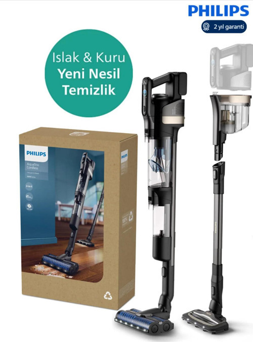 Yeni Nesil Islak & Kuru Aqua Trio 9000 Seri Dijital Ekran, Hibrit Güç Kablosuz Dik Süpürge