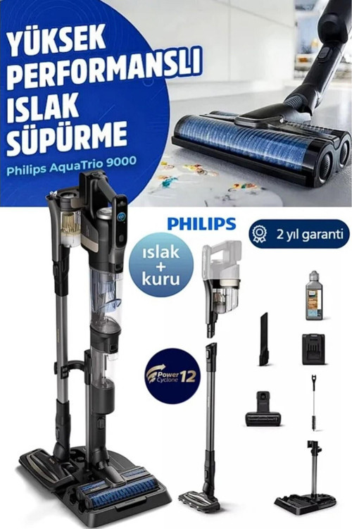 AQUA TRİO Islak & Kuru ve Mop Özellikli Hibrit Güç Motorlu Ultra Kablosuz Dikey Süpürge
