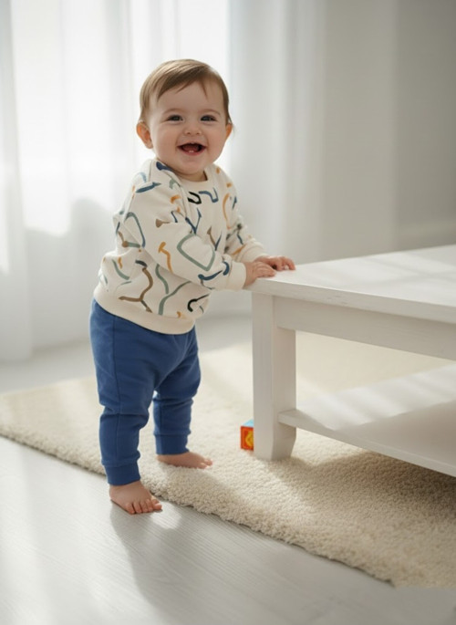 Çocuk Unisex Baskılı Uzun Kollu Mevsimlik İkili Alt Üst Takım