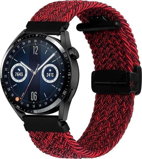 Huawei Watch Gt 3 Pro 43Mm İle Uyumlu 20Mm Fiberlink Manyetik Tokalı Kumaş Örgü Kordon