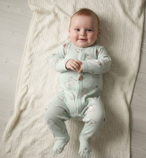 Hediyelik Ayıcık Baskılı Bebek Body & Zıbın