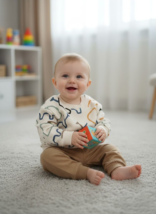 Çocuk Unisex Baskılı Uzun Kollu Mevsimlik İkili Alt Üst Takım