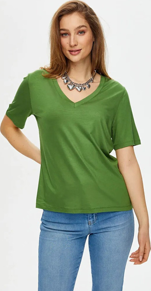 V Yaka Kısa Kol Kadın T-shirt BS25TSH001