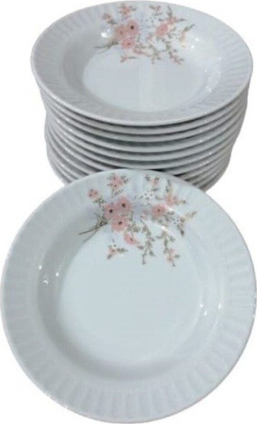 Güral Gür 1208 Yem/19 Cm Çiçekli Yemek Tabağı 12 Adet