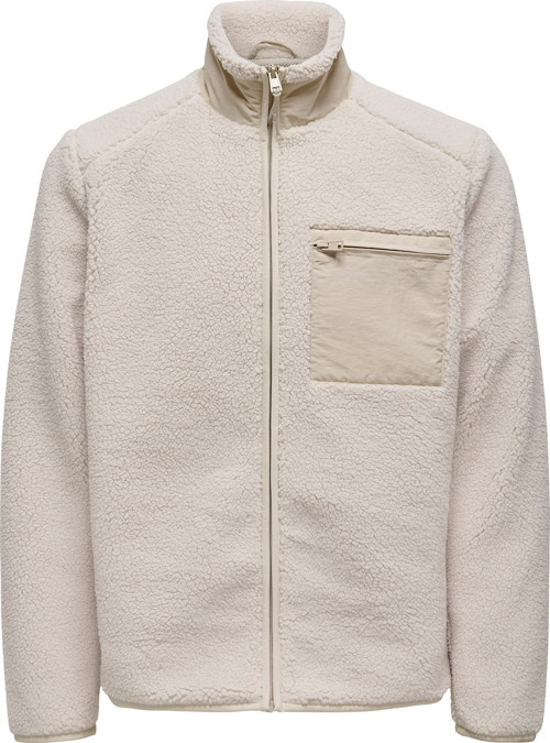 & Sons Dallas Life Erkek Krem Polar Ceket (22025599-SLG)