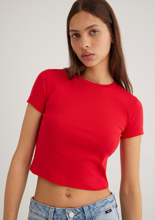 Kırmızı Basic Crop Tişört Crop / Kısa Kesim 1600814-70467