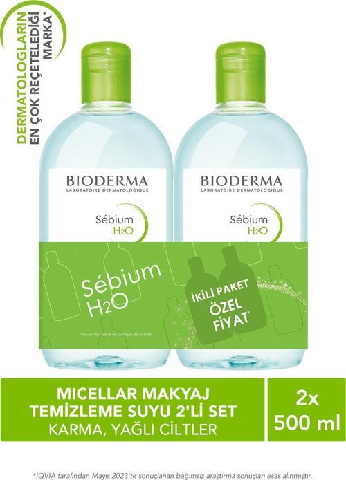 Sebium H2O Micellar Makyaj Temizleme Suyu 2'Li Set Karma,Yağlı Ve Akne Eğilimli Ciltler 500 Ml