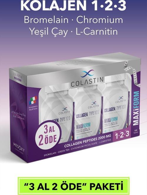 Kolajen 1-2-3 Maxiform 3 Al 2 Öde, 180 Tablet, Cilt, Vücut,  Ve Form Şimdi Tek Şişede