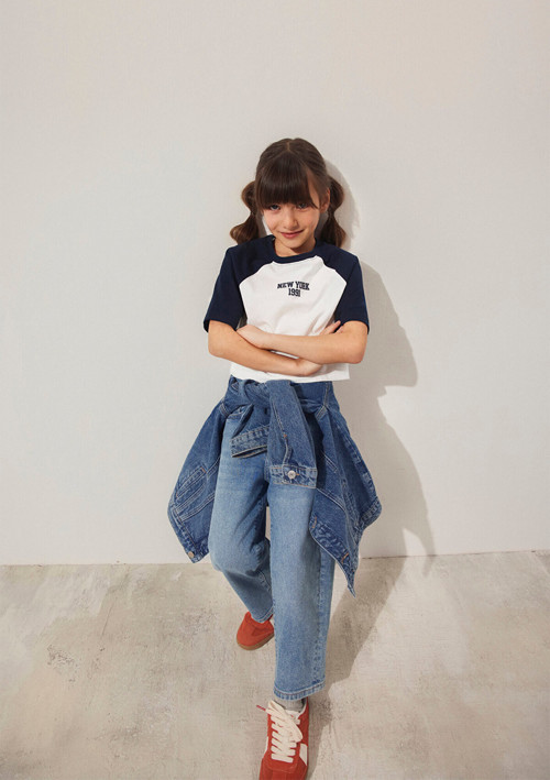 New York Baskılı Ekru Tişört Loose Fit / Bol Rahat Kesim 7610266-70057