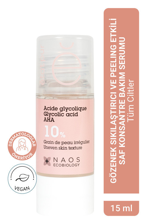 Pure Active Glikolik Asit %10 Aha Peeling Cilt Yenileme Etkili Saf Konsantre Cilt Bakım Serumu 15 ml