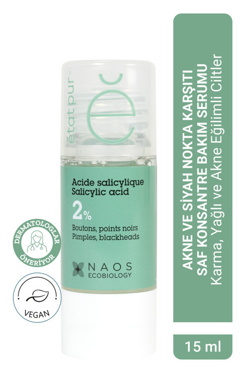 Pure Active Salisilik Asit Karma Yağlı Cilt Sivilce Siyah Nokta Karşıtı Konsantre Bakım Serumu 15ML