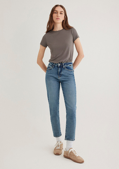 Cindy Gold Shape Puslu Indigo Mavisi Jean Pantolon 100277-89183