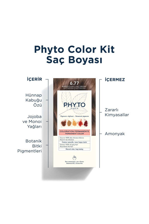 Phyto Color Amonyaksız Kalıcı Doğal Içerikli Bitkisel Saç Boyası 6.77 Kapüçino Kahve 6