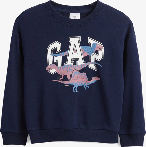 V-French Oversized Logo Crew Çocuk Lacivert Sweatshirt