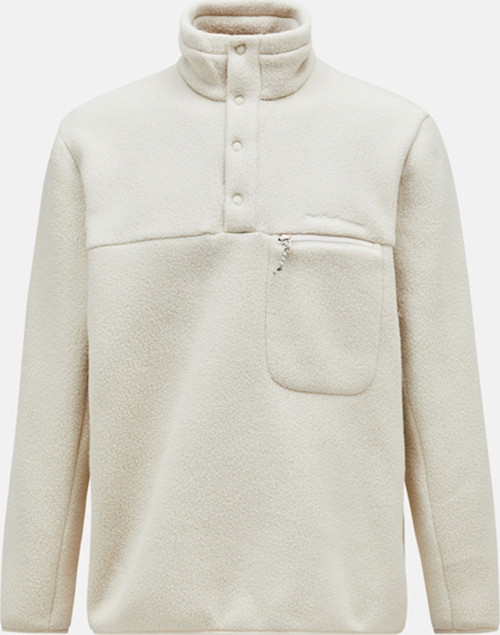 M Fleece Snap T-Neck-Sand Fog Krem Fermuarlı Yaka Normal Kalıp Erkek Polar Sweatshırt
