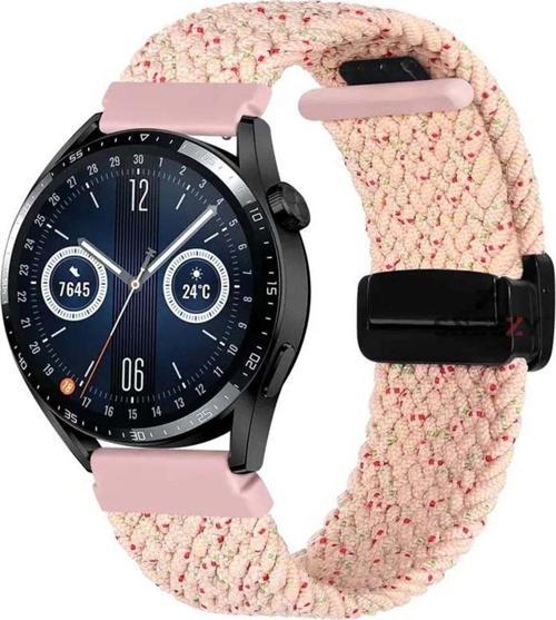 Huawei Watch Gt4 46Mm İle Uyumlu 22Mm Fiberlink Manyetik Tokalı Kumaş Örgü Kordon