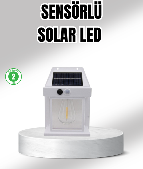 Güneş Enerjili Dış Mekan Sensörlü Duvar Lambası IP65 Su Geçirmez
