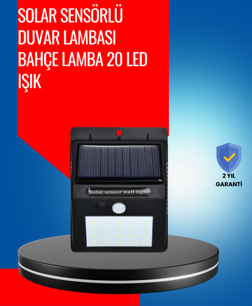 Solar Enerjiyle Çalışan IP65 Su Geçirmez 20 LED Duvar Lambası