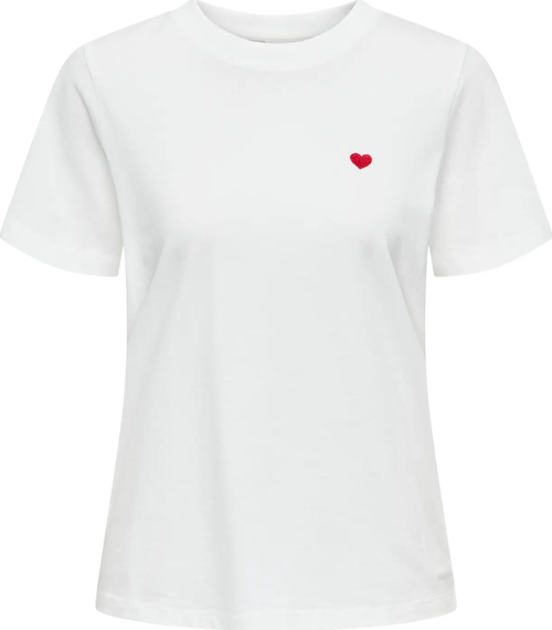 Kadın JDY Bisiklet Yaka Kalp Logolu Beyaz T-Shirt - 15298612