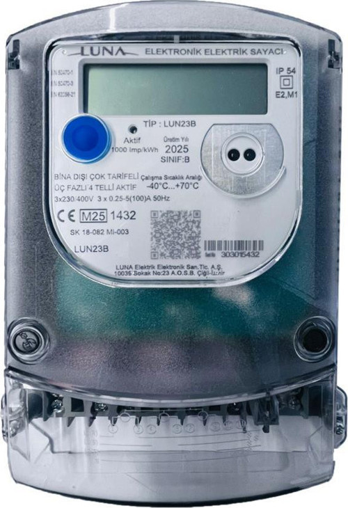 Trifaze 0,25-5(100)A Elektronik Elektrik Sayacı - 3 Fazlı İşyeri Sayacı